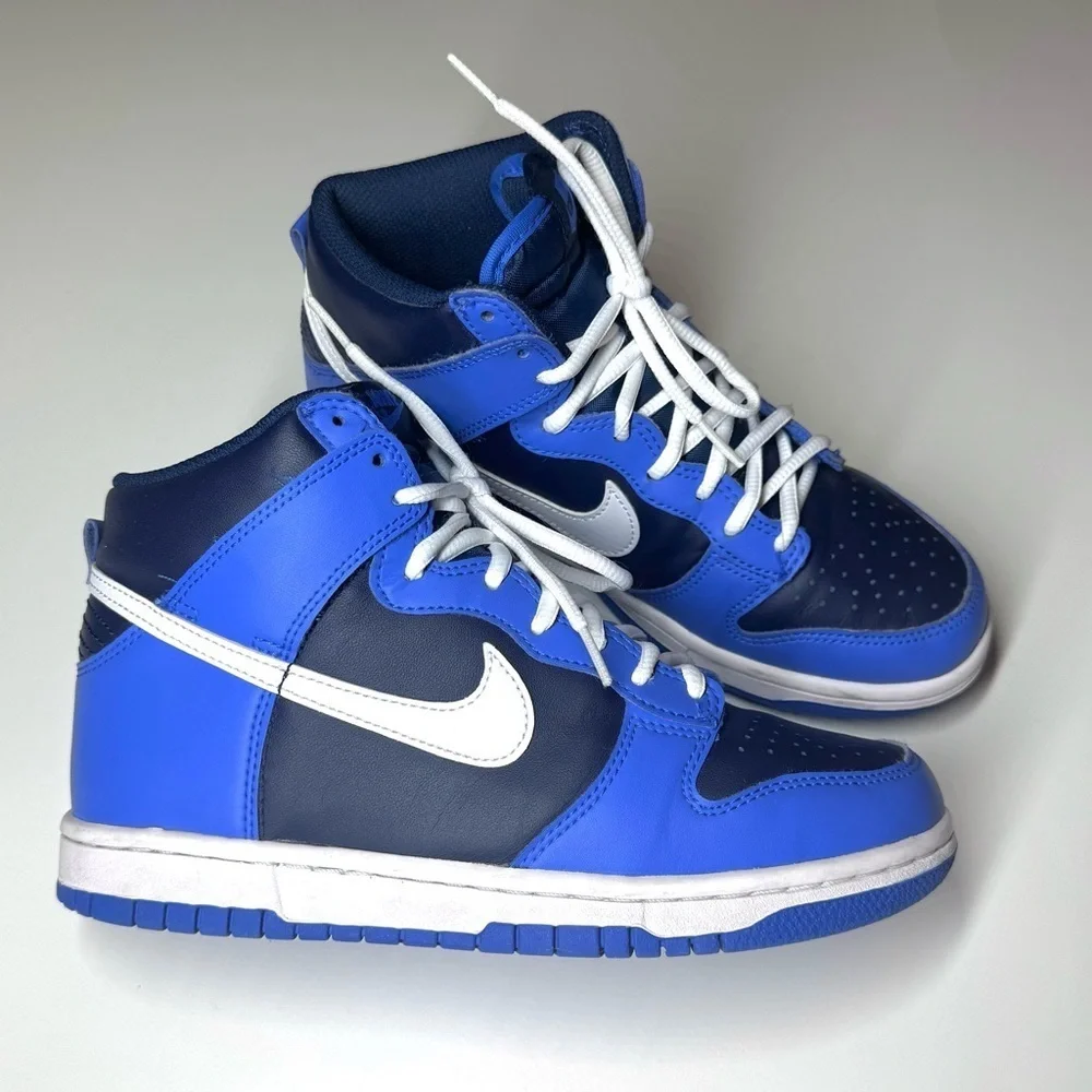 Nike Dunk Kids Obsidian Blue and White High-Top Sneakers Size- 6Y